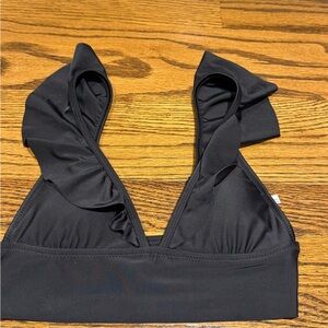 Aerie Black Ruffled Bikini Top